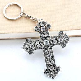 Keychains 8.3 6.5CM Crucifix Jesus Keychain For Women Men Key Chain Bag Pendant Keyring Christian Jewellery Accessories Gift