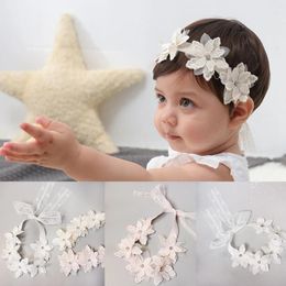 Hair Accessories Born Floral Mesh Cloth Band Baby Girls Cute Soft Colourful Flower Wreath Elastic Headband Pograph