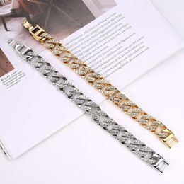 hiphop hip hop performance trendsetter hip hop full drill CUBAN CHAIN BRACELET Z pin