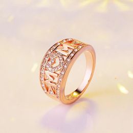 Cluster Rings MENGYI Fashion 9 2 5 Colour CZ Stone Female Ring Gold Letter Mom For Woman Mother's Day Gift