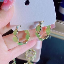 Hoop Earrings 2023 Creative White Green Opal For Women Temperament Fashion Designers Jewellery Wholesale