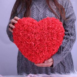 Decorative Flowers 18cm Heart Roses Artificial Home Wedding Festival DIY Decoration Gift S Valentine's Romantic Rose