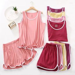 Women's Sleepwear Comfortable Modal Pajamas Summer Loose Home Wear Clothes Casual Sleeveless Vest Shorts Set Pyjamas Femme Suit