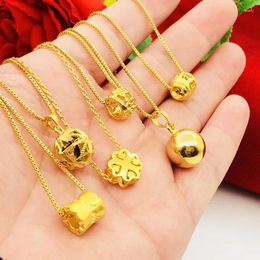 Pendant Necklaces Vietnam Hard Gold Gold-plated Imitation Fake Lutong Necklace Christmas Ball Couple's First Jewelry Does Not Fade