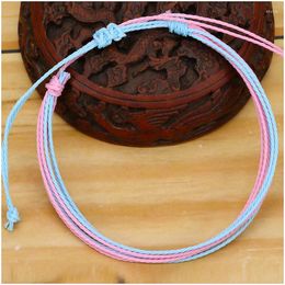 Charm Bracelets Trendy Multi Layer Colorful Handmade Woven Rope Bracelet Ethnic Waterproof Wax String For Women Girls Jewelry Gifts
