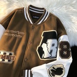 Mens Jackets Stand Collar Hiphop Velvet Embroidery Baseball Uniforms Autumn Jacket Coat Women Couples Singlebreasted Tops 231120