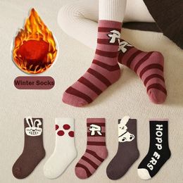 Kids Socks Baby Girls Socks Winter Thicken Cotton Socks Kids 1-12T Children's Warm Plush Socks Cartoon Bunny Comfort Boot Sock 231121