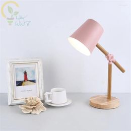 Table Lamps 5 Colors Modern Adjustable Study Bedroom Bedside Desk Lamp Design Solid Wood Light Decorate