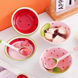 Bowls Spoon Watermelon Durable Lovely Versatile Creative Strawberry Bowl Ergonomic Long Handle For Children