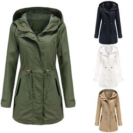 Women's Trench Coats Fashion Hooded Windbreaker Casual Ladies Waterproof Windproof Jacket Coat Female Long Sleeve Womens Outerwear 230421