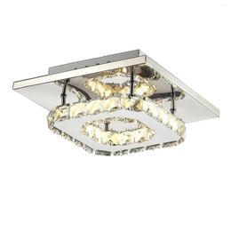 Ceiling Lights Light Crystal Flush Mount Lamp Square LED Modern K9 Polished Chrome 4000K For Bedroom Living Room