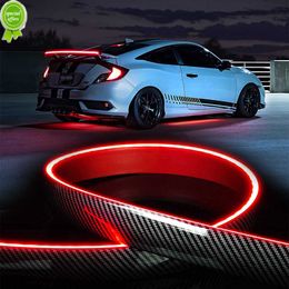 130cm Universal Carbon Fibre LED Rear Spoiler Light For Car Trunk Driving Lamp Multifunction Brake Light Strip 12V Warning