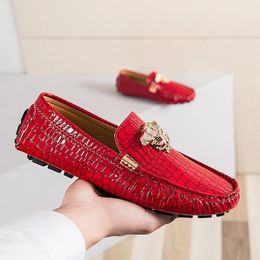 Dress Shoes Brand Casual High Quality Men s Leather Snake Pea Spring Summer Ladies Moccasin Loafers 231120