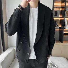 Men's Sweaters Double-Breasted Cardigan Sweater Men Spring Clothes Knitted Coat Pure Colour Casual Slim Fit Brand