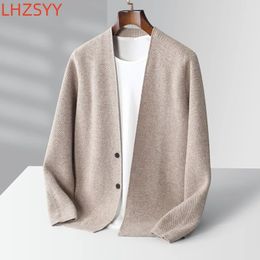 Men's Sweaters LHZSYY Cashmere Jacket Men VNeck Knit Cardigan Autumn Casual Loose Tops Youth Pure Wool Sweater Warm High Quality Coat 231120