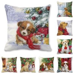 Pillow Case Christmas Style Pillowcase Cartoon Pattern Printed Cushion Cover Peach Skin Living Room Chair Sofa Home Decoration