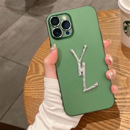 Men Womens Designer Letter Phonecase Fashion Green Phones Shell Frosted Phone Case para iPhone 14 Plus 14Pro 13Promax 12Pro Cover