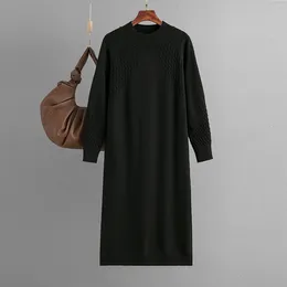 Casual Dresses Oversized Long Knitted Women Maxi Sweater Dress Warm Round Neck Loose Tunic High Street Wear Baggy Midi Pullover