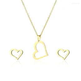 Necklace Earrings Set Stainless Steel Pendant Earring Women Mother Day Love Heart Gifts Mom Jewelry Bijoux TZ241