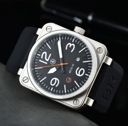 Mens BR Model Sport Rubber Strap mechanical movement Bell Luxury Multifunction Watch Business Stainless Steel Man Ross Square Wristwatch