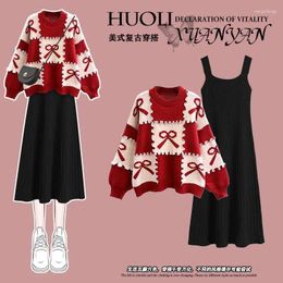 Skirts Japanese Style Lazy Knitted Sweater With Dress Two-piece Autumn And Winter Suit For Women 2023 Large Size Women's Clothing