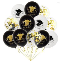 Party Decoration 15pcs Golden Graduation Latex Balloon Set Arrangement