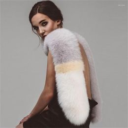 Scarves RUNMEIFA Winter Solid Patchwork Fur Women Scarf Luxury Fashion Shawls Collar Elegant Soft Female Long Warmer Cape