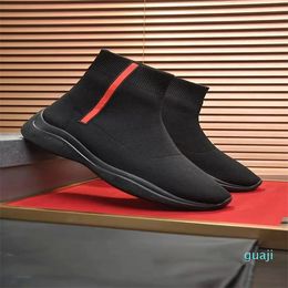 Men ankle boot winter designer shoes sport sock knit trainers boots platform trainer sneaker black white