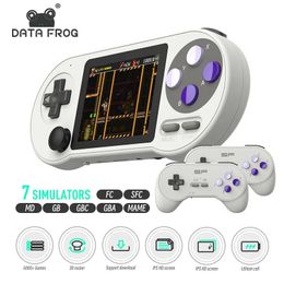 Portable Game Players Data Frog SF2000 portable handheld game console 3inch IPS retro with 6000 childrens video games builtin 231121