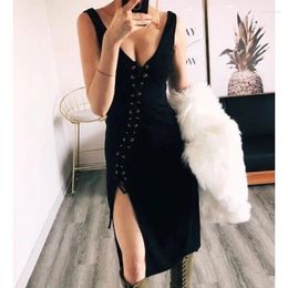 Casual Dresses Summer Y2K Clothes Sexy Fashion Sleeveless V Neck Bodycon Evening Dress Elegant Corset Bandage Party For Women 2023