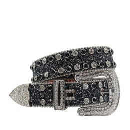 Bb Simon Belts Top Quality Luxury Designer Belt Punk Rhinestone Western Rhinestones Belt Cowgirl Cowboy Bling Luxury Cinto De Pin Crystal Studded Belt Men Women