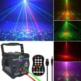 Party Stage Laser Lighting USB Charge Strobe DJ Disco Light Sound Activated Remote Control Projector Lamp for Home Birthday Bar Ra204j