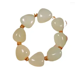 Strand Natural Hetian Jade Rough Stone Suet Bracelet Men's And Women's Lucky Beads