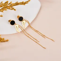 Stud Earrings 1Pair Gold Colour Snake Chain Tassel Angel Wing Stainless Steel Fashion Trendy For Women Gifts Jewellery