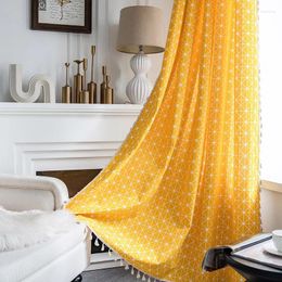 Curtain Yellow Curtains With Tassel Geometric Printed Window For Bedroom Drapes In Living Room Finished Home Decor