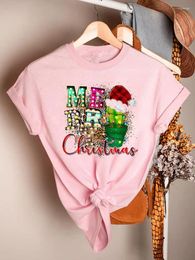 Women's T Shirts Christmas Clothes Female Printed Fashion Tee Shirt Cactus Cute Sweet Time Trend Clothing Women Top Year Graphic T-shirts