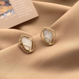 Stud Earrings Korean Fashion Shell Acetate Geometric Irregular Enamel For Women Trendy Jewellery Unusual Asymmetric