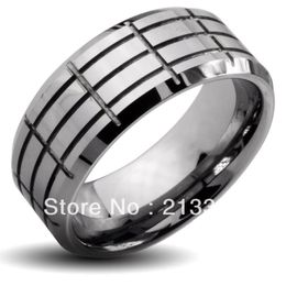 Wedding Rings Buy Discount Price USA Selling 8MM Men&Womens Silver Grooves Beveled Classic Tungsten