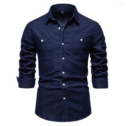 Men's Casual Shirts Autumn Cotton Denim Men Slim Fit Solid Colour Long Sleeve Mens Jeans Shirt Fashion High Quality Male Clothing