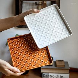 Plates Creative Waffle Grids Cake Candy Plate Square Party Bar Fruits Dessert Drinks Serving Home Jewelry Ornaments Storage Tray