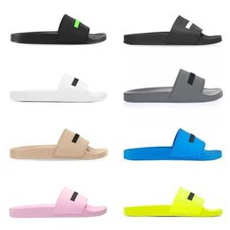 2022 Men Women Designer Summer Slippers Slides Sandals Black Fluo Green White Cool Grey Beige Blue Pink Yellow Mens Rubber Slipper Slide