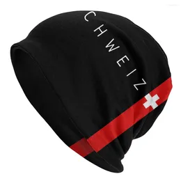 Berets Switzerland Flag County Bonnet Hat Knitted Hip Hop Outdoor Skullies Beanies Hats Unisex Warm Head Wrap Cap
