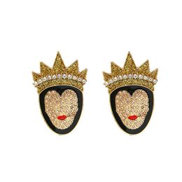 Charm European And American Crossborder New Personality Creative Diamond Crown Queen Halloween Character Oil Drop Earrings F Dhgarden Dh6Lz