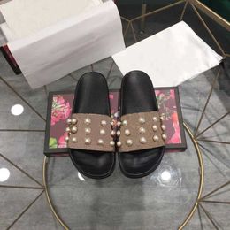 Дизайнерские мужские женские тапочки с оригинальной коробкой для пыли черные цветы Canvas Green Shoes Fashion Luxury Summerals