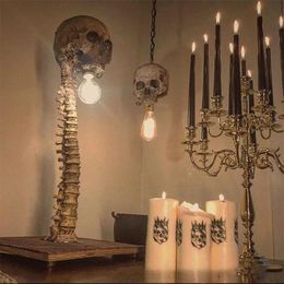 Christmas Decorations Halloween Skull Skeleton Lamp Horror 3D Statue Table Light Creative Party Ornament Prop Home Bedroom Decoration Scary Props 231121