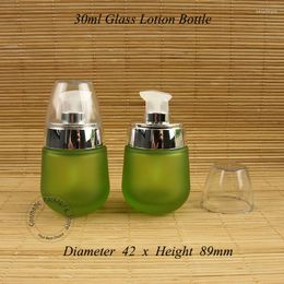 Storage Bottles 8pcs/lot Promotion 30ml High Quality Glass Lotion Bottle Green 1OZ Frosted Women Cosmetic Pot Small Container Refillable