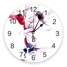 Wall Clocks Girl Art Dance Clock Decorative For Living Room Kitchen Bedroom Home Office Silent