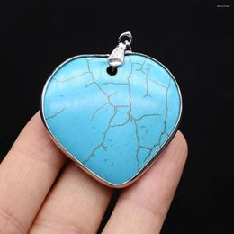 Pendant Necklaces Heart Shaped Natural Stone Turquoise Wrapped Accessories For Jewelry Making DIY Necklace Charm Earrings