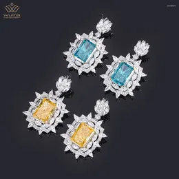 Stud Earrings WUIHA Luxury 925 Sterling Silver 10 14MM Sapphire Faceted Gemstone For Women Engagement Gift Jewellery Drop