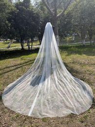 Bridal Veils Wholesale Romantic White Handmade Pearl Beaded 3m Long Wedding Veil Cathedral Accessories